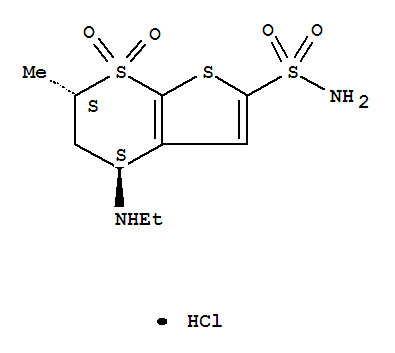 4H-Thieno[2,3-b]thiopyran-2-sulfonamide,4-(ethylamino)-5,6-dihydro-6-methyl-, 7,7-dioxide, hydrochloride (1:1),(4S,6S)-