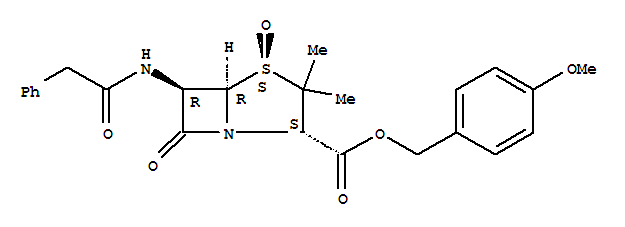 4-Thia-1-azabicyclo[3.2.0]heptane-2-carboxylicacid, 3,3-dimethyl-7-oxo-6-[(phenylacetyl)amino]-, (4-methoxyphenyl)methylester, 4-oxide, (2S,4S,5R,6R)- (9CI)