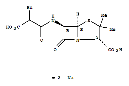 4-Thia-1-azabicyclo[3.2.0]heptane-2-carboxylicacid, 6-[(2-carboxy-2-phenylacetyl)amino]-3,3-dimethyl-7-oxo-, sodium salt(1:2), (2S,5R,6R)-