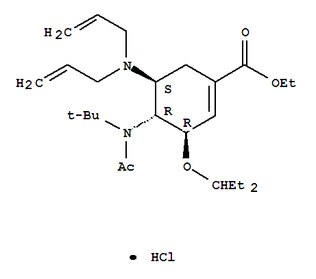 (3R,4R,5S)-4-N-Acetyl (1,1-dimethylethyl)amino- 5-N,N-diallylamino-3-(1-ethyl propoxy)-1-cyclohexene- 1-carboxylic acid ethyl ester monohydrochloride