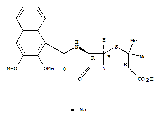 4-Thia-1-azabicyclo[3.2.0]heptane-2-carboxylicacid, 6-[[(2,3-dimethoxy-1-naphthalenyl)carbonyl]amino]-3,3-dimethyl-7-oxo-,monosodium salt, (2S,5R,6R)- (9CI)