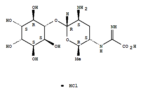 D-chiro-Inositol,3-O-[2-amino-4-[(carboxyiminomethyl)amino]-2,3,4,6-tetradeoxy-a-D-arabino-hexopyranosyl]-,hydrochloride (1:1)