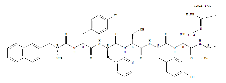 D-Alaninamide,N-acetyl-3-(2-naphthalenyl)-D-alanyl-4-chloro-D-phenylalanyl-3-(3-pyridinyl)-D-alanyl-L-seryl-L-tyrosyl-N6-[bis(ethylamino)methylene]-D-lysyl-L-leucyl-N6-[bis(ethylamino)methylene]-L-lysyl-L-prolyl-