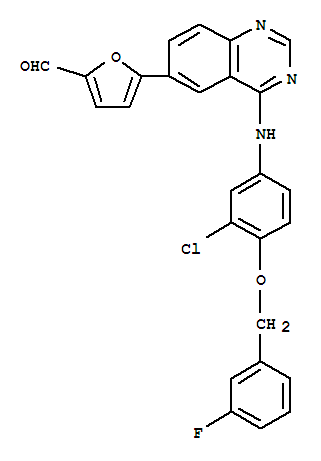 5-[4-[3-chloro-4-[(3-fluorophenyl)methoxy]anilino]quinazolin-6-yl]furan-2-carbaldehyde
