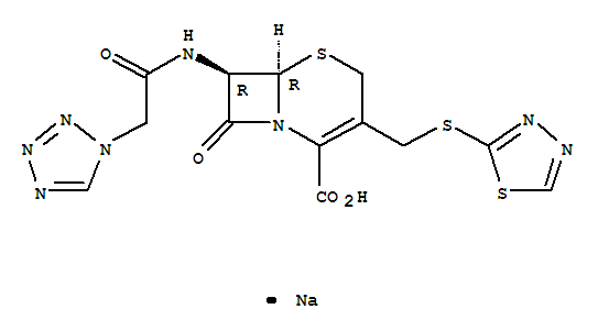 5-Thia-1-azabicyclo[4.2.0]oct-2-ene-2-carboxylicacid,8-oxo-7-[[2-(1H-tetrazol-1-yl)acetyl]amino]-3-[(1,3,4-thiadiazol-2-ylthio)methyl]-,sodium salt (1:1), (6R,7R)-