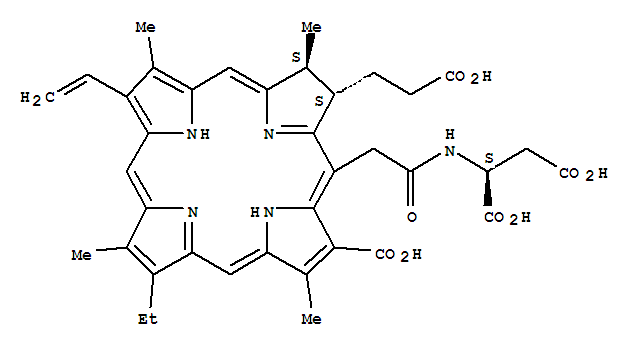 L-Aspartic acid,N-[2-[(7S,8S)-3-carboxy-7-(2-carboxyethyl)-13-ethenyl-18-ethyl-7,8-dihydro-2,8,12,17-tetramethyl-21H,23H-porphin-5-yl]acetyl]-