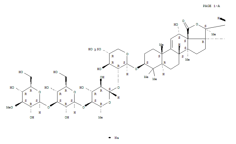 Lanost-9(11)-en-18-oicacid, 22,25-epoxy-12,17,20-trihydroxy-3-[(O-3-O-methyl-b-D-glucopyranosyl-(1®3)-O-b-D-glucopyranosyl-(1®4)-O-6-deoxy-b-D-glucopyranosyl-(1®2)-4-O-sulfo-b-D-xylopyranosyl)oxy]-, g-lactone, monosodium salt, (3b,12a,22S)-