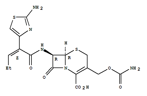 5-Thia-1-azabicyclo[4.2.0]oct-2-ene-2-carboxylicacid,3-[[(aminocarbonyl)oxy]methyl]-7-[[(2Z)-2-(2-amino-4-thiazolyl)-1-oxo-2-penten-1-yl]amino]-8-oxo-,(6R,7R)-