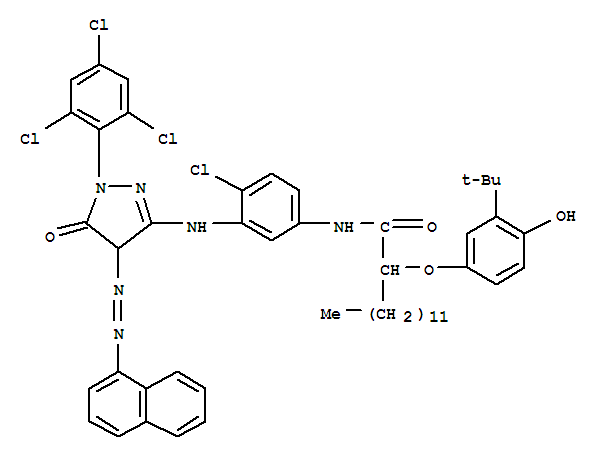 2-(3-tert-Butyl-4-hydroxyphenoxy)-N-(4-chloro-3-((4,5-dihydro-4-(1-naphthylazo)-5-oxo-1-(2,4,6-trichlorophenyl)-1H-pyrazol-3-yl)amino)phenyl)myristamide