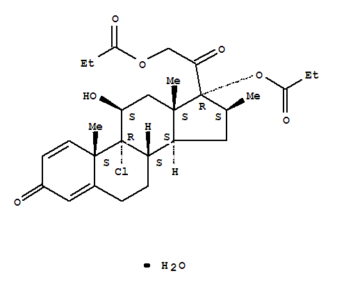 Pregna-1,4-diene-3,20-dione,9-chloro-11-hydroxy-16-methyl-17,21-bis(1-oxopropoxy)-, hydrate (1:1), (11b,16b)-