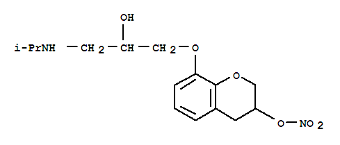 2H-1-Benzopyran-3-ol,3,4-dihydro-8-[2-hydroxy-3-[(1-methylethyl)amino]propoxy]-, 3-nitrate