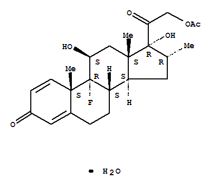 Pregna-1,4-diene-3,20-dione,21-(acetyloxy)-9-fluoro-11,17-dihydroxy-16-methyl-, monohydrate, (11b,16a)- (9CI)