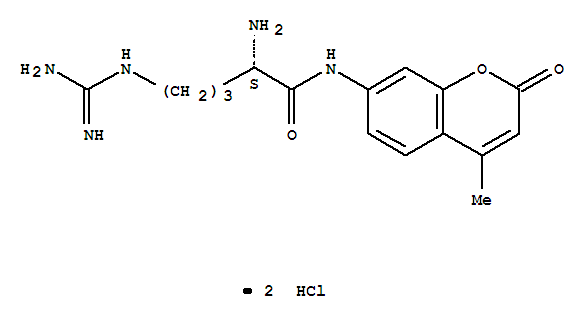 Pentanamide,2-amino-5-[(aminoiminomethyl)amino]-N-(4-methyl-2-oxo-2H-1-benzopyran-7-yl)-,dihydrochloride, (S)- (9CI)