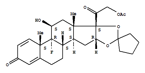 Pregna-1,4-diene-3,20-dione,21-(acetyloxy)-16,17-[cyclopentylidenebis(oxy)]-9-fluoro-11-hydroxy-, (11b,16a)-