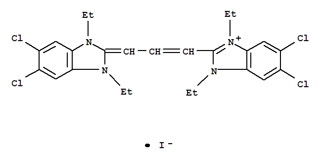 1H-Benzimidazolium,5,6-dichloro-2-[(1E)-3-(5,6-dichloro-1,3-diethyl-1,3-dihydro-2H-benzimidazol-2-ylidene)-1-propenyl]-1,3-diethyl-,iodide (9CI)