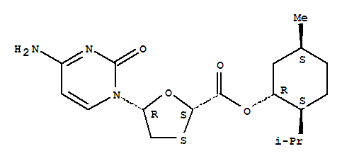 1,3-Oxathiolane-2-carboxylicacid, 5-(4-amino-2-oxo-1(2H)-pyrimidinyl)-,5-methyl-2-(1-methylethyl)cyclohexyl ester, [1R-[1a(2S*,5R*),2b,5b]]- (9CI)
