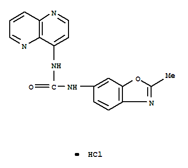 1-(2-methylbenzoxazole-6-yl)-3-[1,5]naphthyridine-4-yl urea hydrochloride