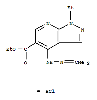 1H-Pyrazolo[3,4-b]pyridine-5-carboxylicacid, 1-ethyl-4-[2-(1-methylethylidene)hydrazinyl]-, ethyl ester, hydrochloride(1:1)