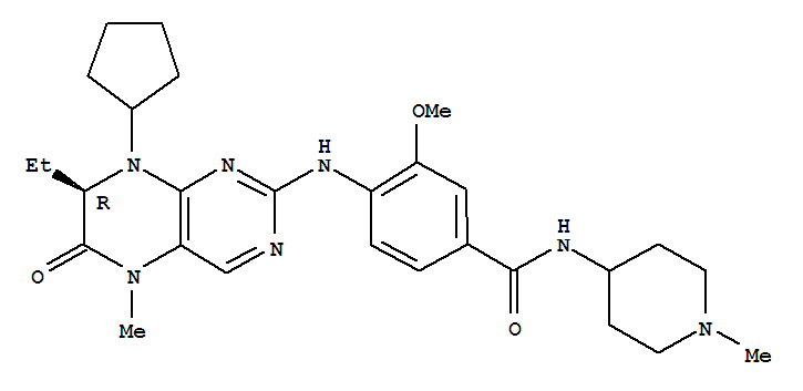 Benzamide,4-[[(7R)-8-cyclopentyl-7-ethyl-5,6,7,8-tetrahydro-5-methyl-6-oxo-2-pteridinyl]amino]-3-methoxy-N-(1-methyl-4-piperidinyl)-