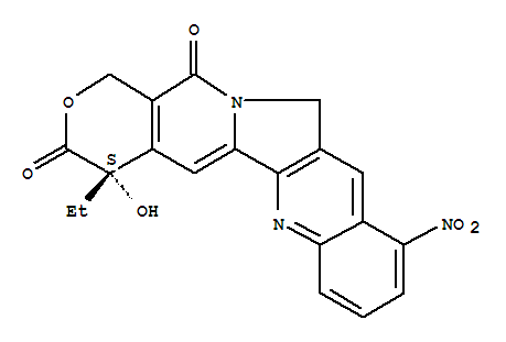 1H-Pyrano[3',4':6,7]indolizino[1,2-b]quinoline-3,14(4H,12H)-dione,4-ethyl-4-hydroxy-10-nitro-, (4S)-