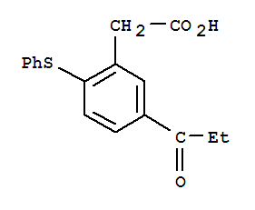 Benzeneacetic acid,5-(1-oxopropyl)-2-(phenylthio)-