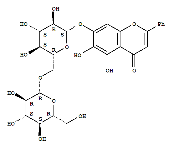 5,6-Dihydroxy-4-oxo-2-phenyl-4H-chromen-7-yl 6-O--D-glucopyranos yl--D-glucopyranoside