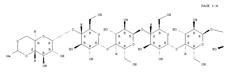 a-D-Glucopyranoside, 4-nitrophenylO-4,6-O-ethylidene-a-D-glucopyranosyl-(1®4)-O-a-D-glucopyranosyl-(1®4)-O-a-D-glucopyranosyl-(1®4)-O-a-D-glucopyranosyl-(1®4)-O-a-D-glucopyranosyl-(1&r  