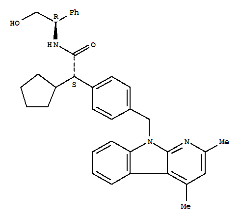 Benzeneacetamide, a-cyclopentyl-4-[(2,4-dimethyl-9H-pyrido[2,3-b]indol-9-yl)methyl]-N-[(1R)-2-hydroxy-1-phenylethyl]-,(aS)-