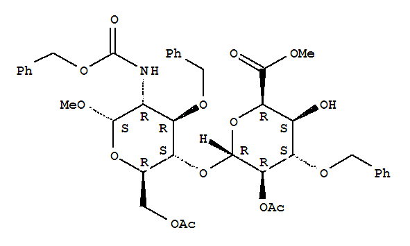 a-D-Glucopyranoside, methyl4-O-[2-O-acetyl-6-methyl-3-O-(phenylmethyl)-a-L-idopyranuronosyl]-2-deoxy-2-[[(phenylmethoxy)carbonyl]amino]-3-O-(phenylmethyl)-,6-acetate  
