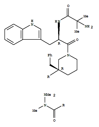 2-amino-N-[(2R)-1-[(3R)-3-benzyl-3-[dimethylamino(methyl)carbamoyl]piperidin-1-yl]-3-(1H-indol-3-yl)-1-oxopropan-2-yl]-2-methylpropanamide