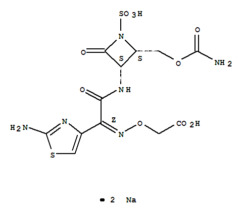 Acetic acid,2-[[(Z)-[2-[[(2S,3S)-2-[[(aminocarbonyl)oxy]methyl]-4-oxo-1-sulfo-3-azetidinyl]amino]-1-(2-amino-4-thiazolyl)-2-oxoethylidene]amino]oxy]-,sodium salt (1:2)