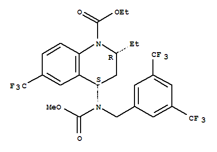 1(2H)-Quinolinecarboxylicacid,4-[[[3,5-bis(trifluoromethyl)phenyl]methyl](methoxycarbonyl)amino]-2-ethyl-3,4-dihydro-6-(trifluoromethyl)-,ethyl ester, (2R,4S)-