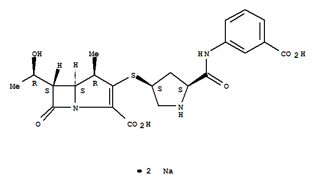 1-Azabicyclo[3.2.0]hept-2-ene-2-carboxylicacid,3-[[(3S,5S)-5-[[(3-carboxyphenyl)amino]carbonyl]-3-pyrrolidinyl]thio]-6-[(1R)-1-hydroxyethyl]-4-methyl-7-oxo-,sodium salt (1:2), (4R,5S,6S)-