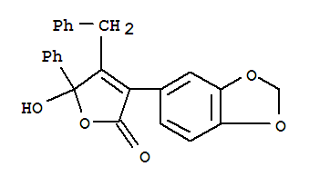 2(5H)-Furanone,3-(1,3-benzodioxol-5-yl)-5-hydroxy-5-phenyl-4-(phenylmethyl)-