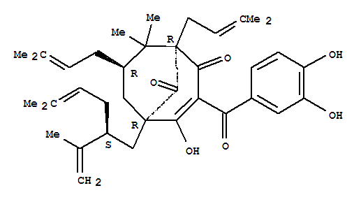 Bicyclo[3.3.1]non-3-ene-2,9-dione,3-(3,4-dihydroxybenzoyl)-4-hydroxy-8,8-dimethyl-1,7-bis(3-methyl-2-buten-1-yl)-5-[(2S)-5-methyl-2-(1-methylethenyl)-4-hexen-1-yl]-,(1R,5R,7R)-