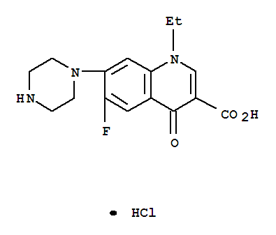 3-Quinolinecarboxylicacid, 1-ethyl-6-fluoro-1,4-dihydro-4-oxo-7-(1-piperazinyl)-, hydrochloride(1:1)