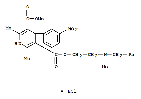 3,5-Pyridinedicarboxylicacid, 1,4-dihydro-2,6-dimethyl-4-(3-nitrophenyl)-, 3-methyl5-[2-[methyl(phenylmethyl)amino]ethyl] ester, hydrochloride (1:1)