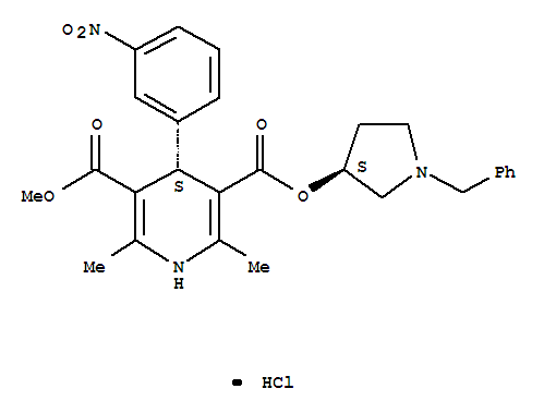 3,5-Pyridinedicarboxylicacid, 1,4-dihydro-2,6-dimethyl-4-(3-nitrophenyl)-, 3-methyl5-[(3S)-1-(phenylmethyl)-3-pyrrolidinyl] ester, hydrochloride (1:1), (4S)-