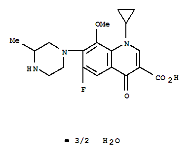 3-Quinolinecarboxylicacid,1-cyclopropyl-6-fluoro-1,4-dihydro-8-methoxy-7-(3-methyl-1-piperazinyl)-4-oxo-,hydrate (2:3)