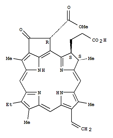 3-Phorbinepropanoicacid, 9-ethenyl-14-ethyl-21-(methoxycarbonyl)-4,8,13,18-tetramethyl-20-oxo-,(3S,4S,21R)-