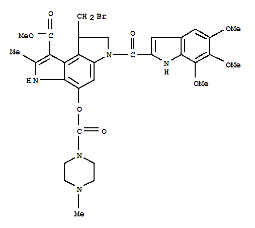 Benzo[1,2-b:4,3-b']dipyrrole-1-carboxylic acid, 8-(bromomethyl)-3,6,7,8-tetrahydro-2-methyl-4-[[(4-methyl-1-piperazinyl)carbonyl]oxy]-6-[(5,6,7-trimethoxy-1H-indol-2-yl)carbonyl]-,methyl ester