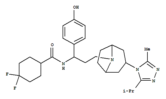 Cyclohexanecarboxamide,4,4-difluoro-N-[1-(4-hydroxyphenyl)-3-[3-[3-methyl-5-(1-methylethyl)-4H-1,2,4-triazol-4-yl]-8-azabicyclo[3.2.1]oct-8-yl]propyl]-,stereoisomer