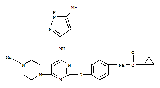 Cyclopropanecarboxamide,N-[4-[[4-(4-methyl-1-piperazinyl)-6-[(5-methyl-1H-pyrazol-3-yl)amino]-2-pyrimidinyl]thio]phenyl]-