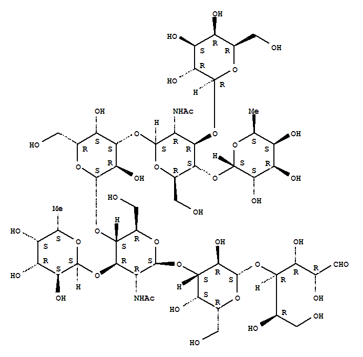 D-Glucose, O-6-deoxy-a-L-galactopyranosyl-(1®4)-O-[b-D-galactopyranosyl-(1®3)]-O-2-(acetylamino)-2-deoxy-b-D-glucopyranosyl-(1®3)-O-b-D-galactopyranosyl-(1®4)-O-[6-deoxy-a-L-galactopyranosyl-(1®3)]-O-2-(acetylamino)-2-deoxy-b-D-glucopyranosyl-(1®3)-O-b-D-galactopyranosyl-(1®4)-