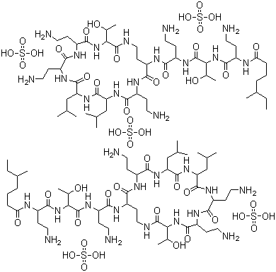 Colistin Sulphate, Colistin Sulfate, 1264-72-8, 2(C52H98N16O13)5(H2SO4)